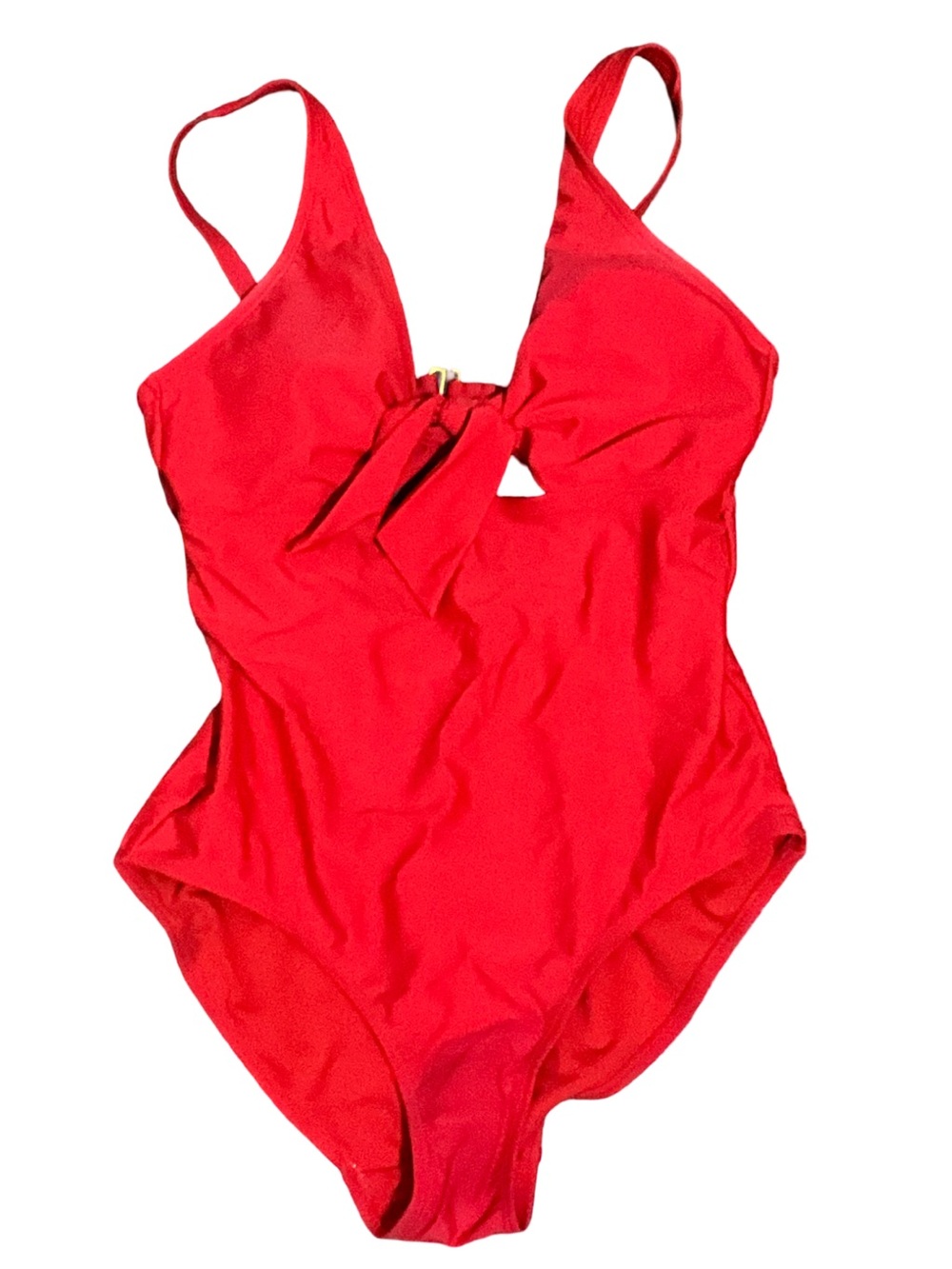 New York & Company Red Tie Front One Piece Swimsuit Size S